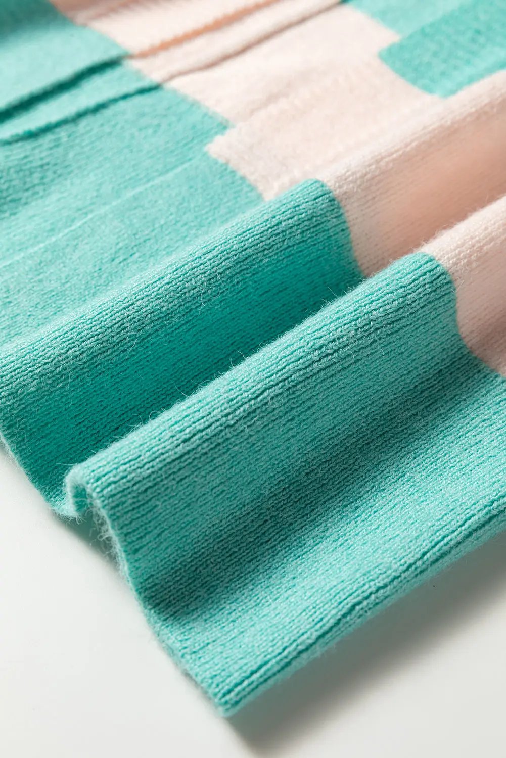 Premium Iceland Blue Colorblock Knit Open Front Short Cardigan Dear-Lover Dropshipping